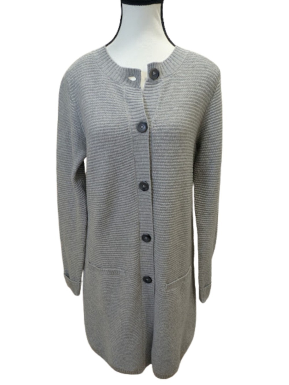 J.Jill Longline Cardigan Coatigan Neutral Minimalist Quiet Luxury XS